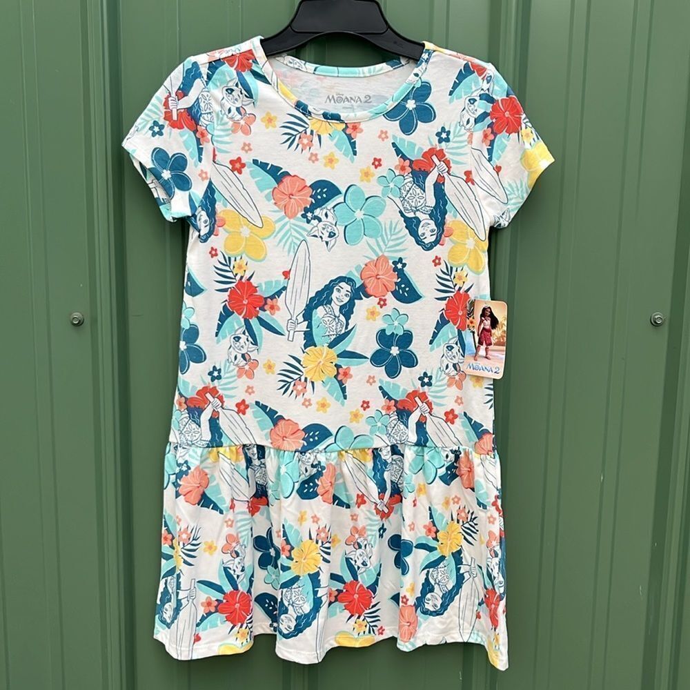 Girls Disney Moana Casual Short Sleeve Dress Size M